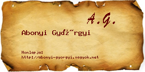 Abonyi Györgyi névjegykártya